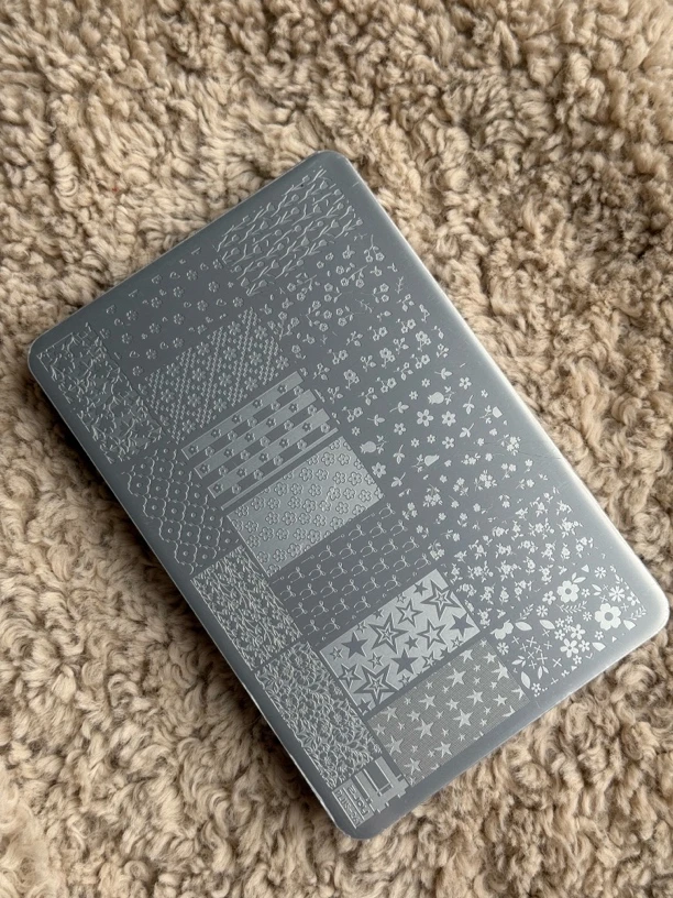 美甲印花钢板可爱小花蝴蝶结背景星星五角星蕾丝牛仔转印板P261