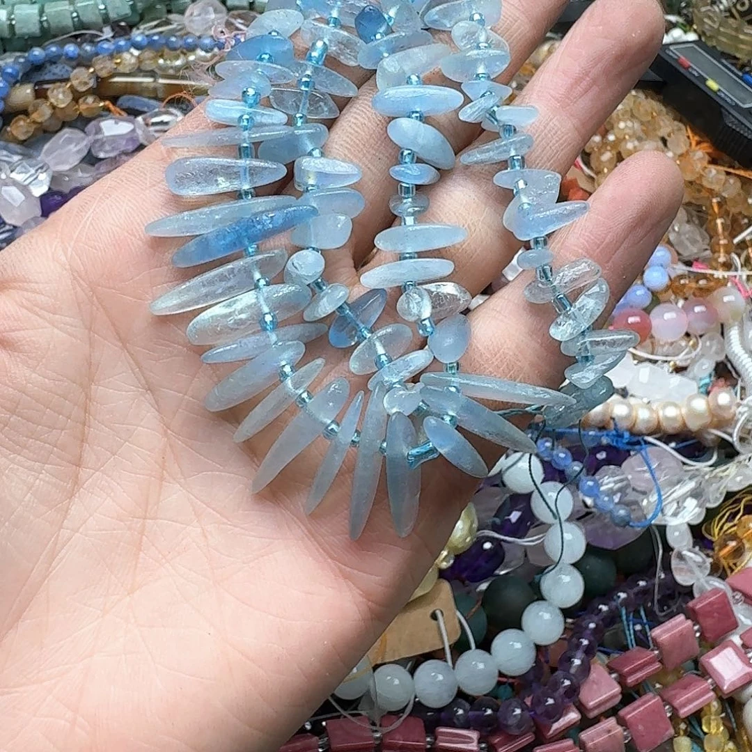 玛瑙/玉髓合金珠宝半成品一条海蓝宝