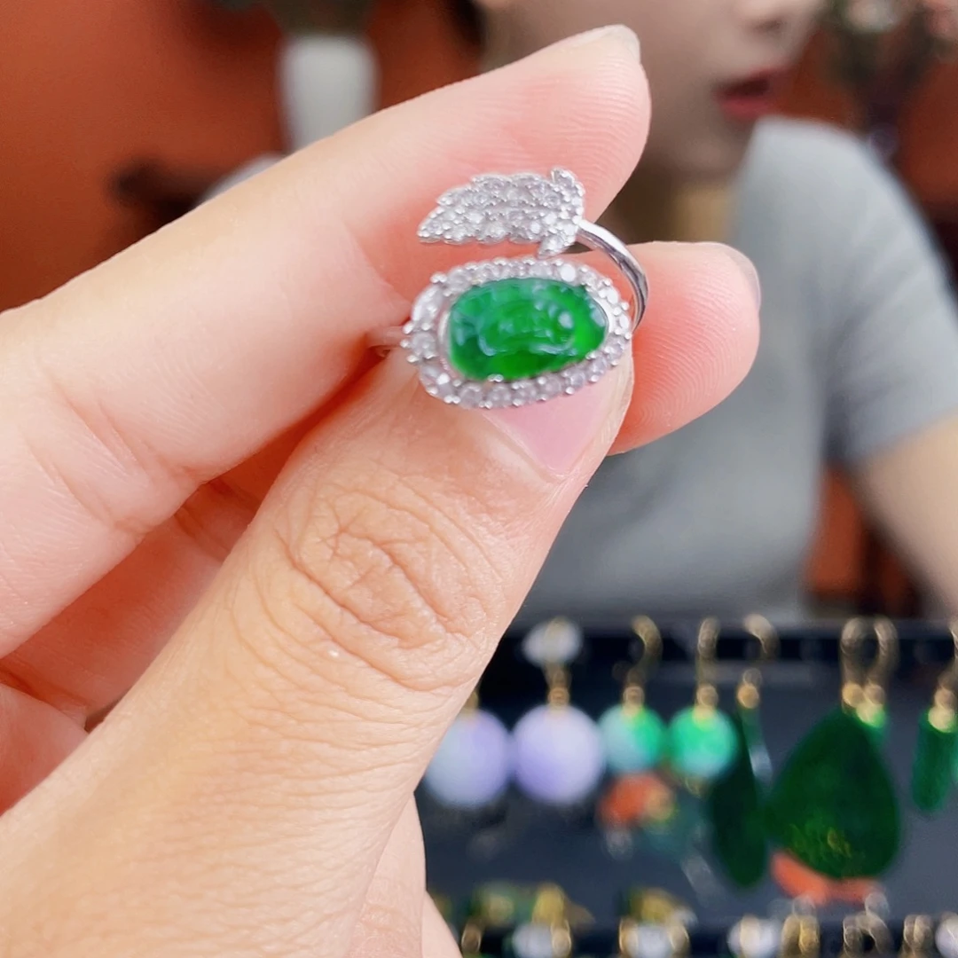 翡翠银S925镶嵌耳饰