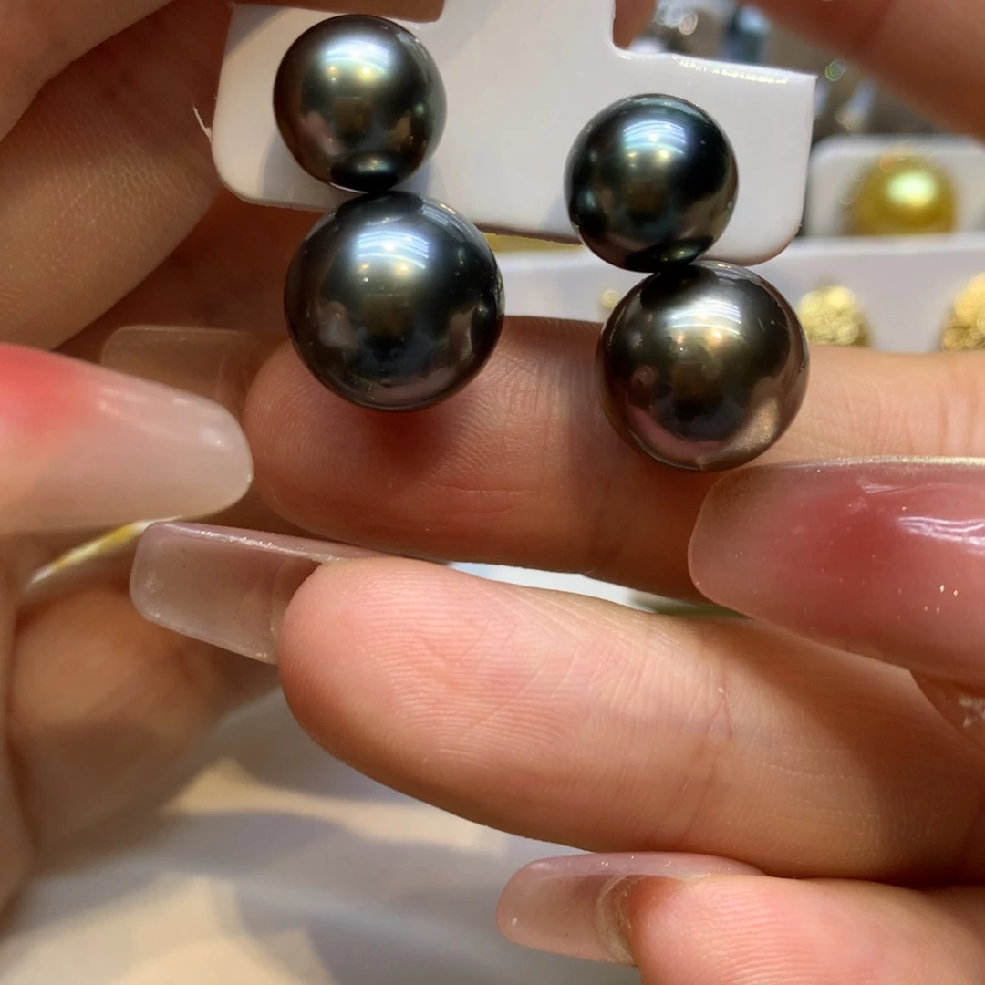 银S925镶嵌耳饰海水珍珠