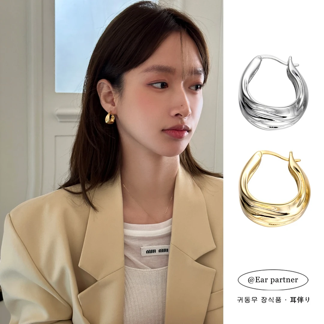 925银耳饰 法式气质耳环新款爆款耳钉小众设计感耳圈港风耳饰女