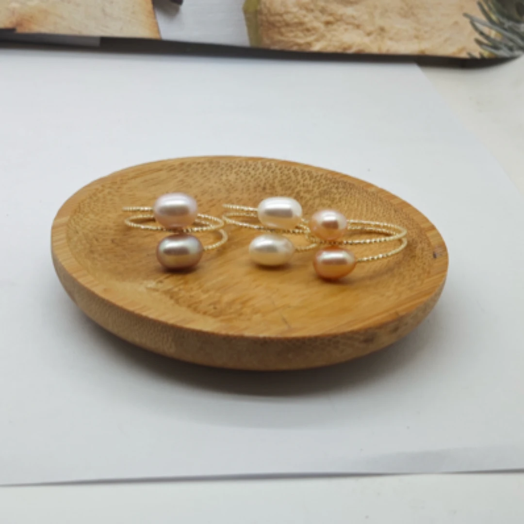 天然淡水珍珠时尚个性开口戒指