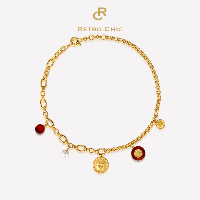 铜合金项链 RC RETRO CHIC 意大利复古时尚饰品 金币满天星项链