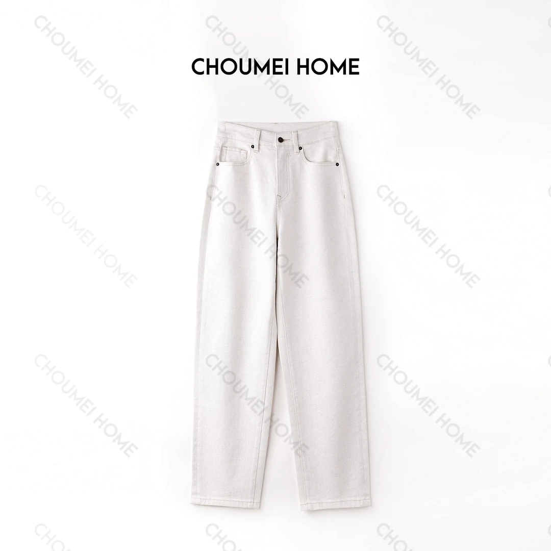 Choumei Home【格调】2025秋季亚麻牛仔裤女 老钱风九分微锥形裤