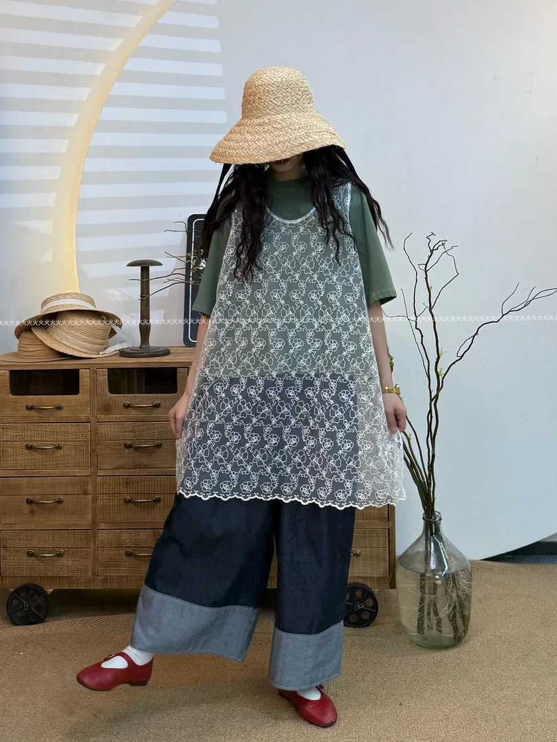 火火【小岛蔷薇】新款重工钩花蕾丝背心花边设计感刺绣显瘦花边马甲