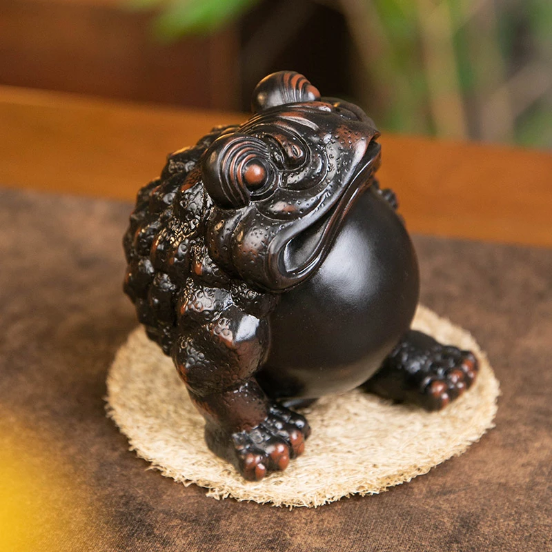 紫陶茶宠纯手工金蟾茶玩功夫茶具创意可养办公茶桌茶盘茶玩摆件