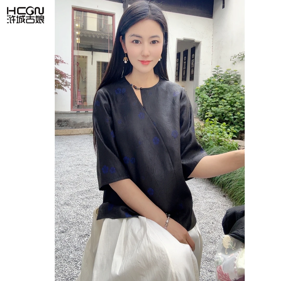 浒城古娘国风新中式复古衬衫新款优雅显瘦衬衣上衣WH0500218