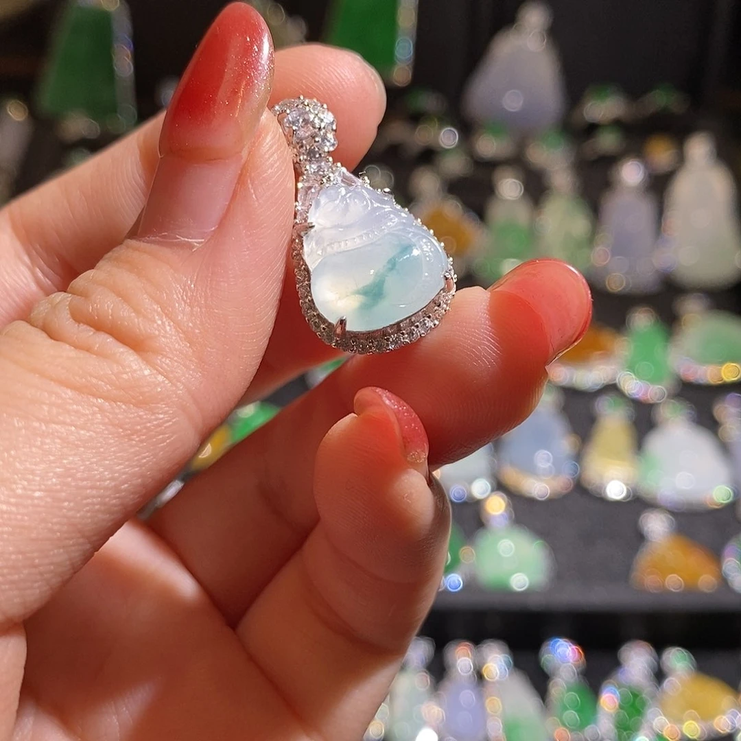 颈饰银S925镶嵌翡翠天然翡翠