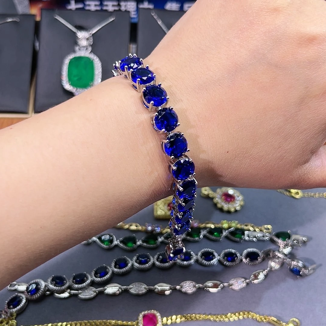 蓝宝石戒指银S925镶嵌x b 37