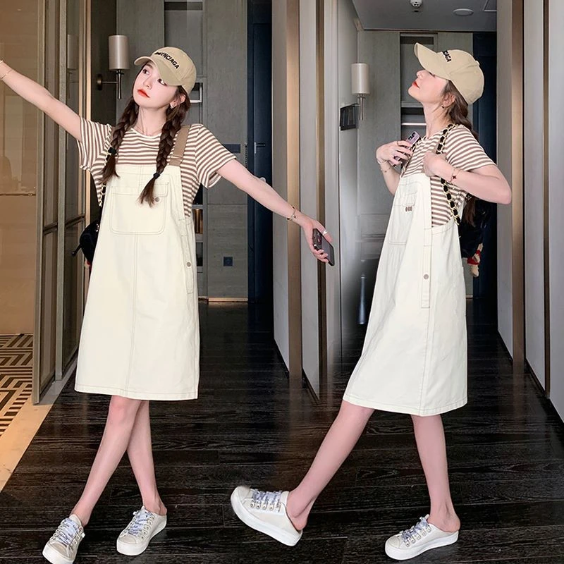 洋气时尚套装网红背带裤时尚新中式显瘦通勤背带裙休闲风大码