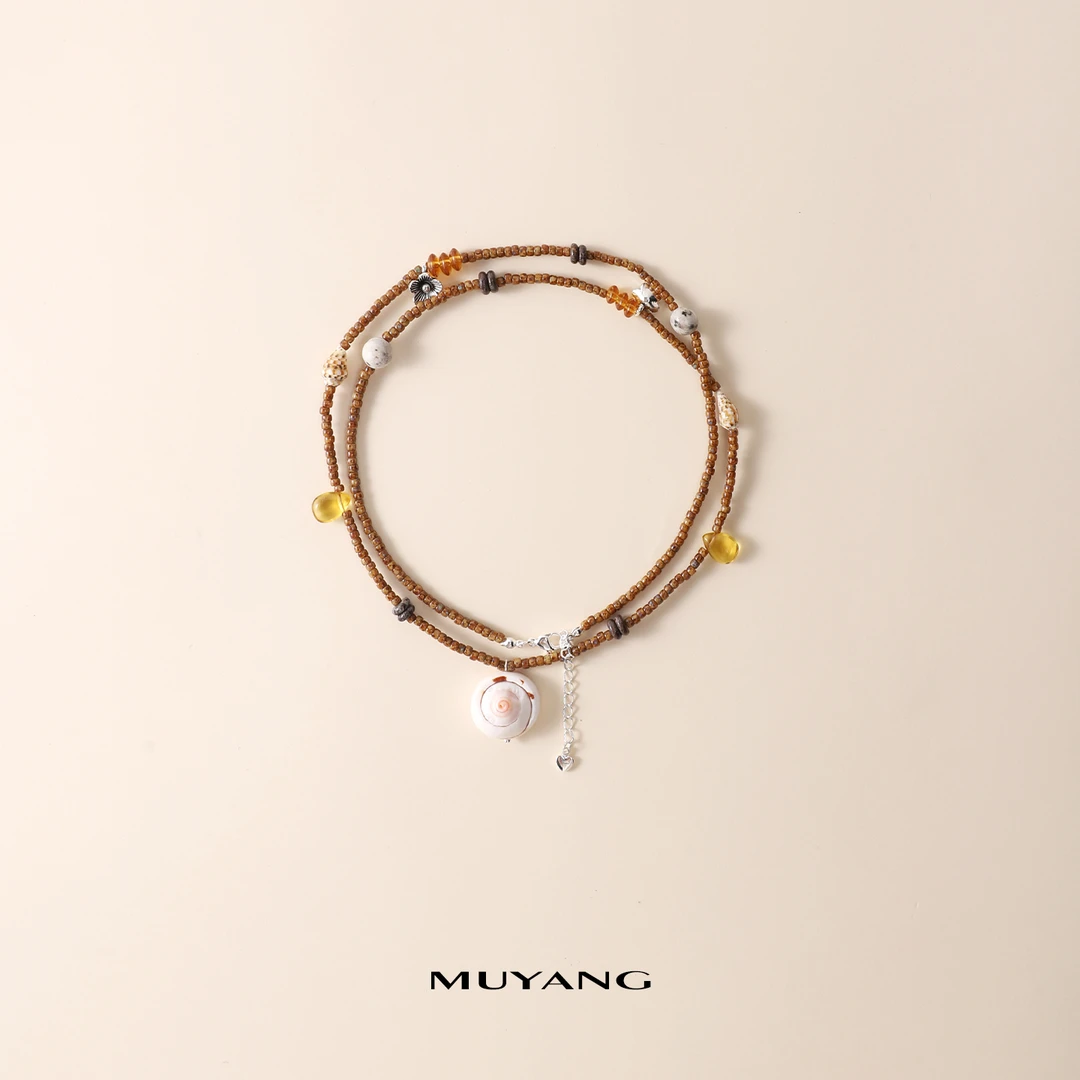 muyang/慕阳 钛钢玻璃项链 气质轻奢百搭时尚涡螺项链