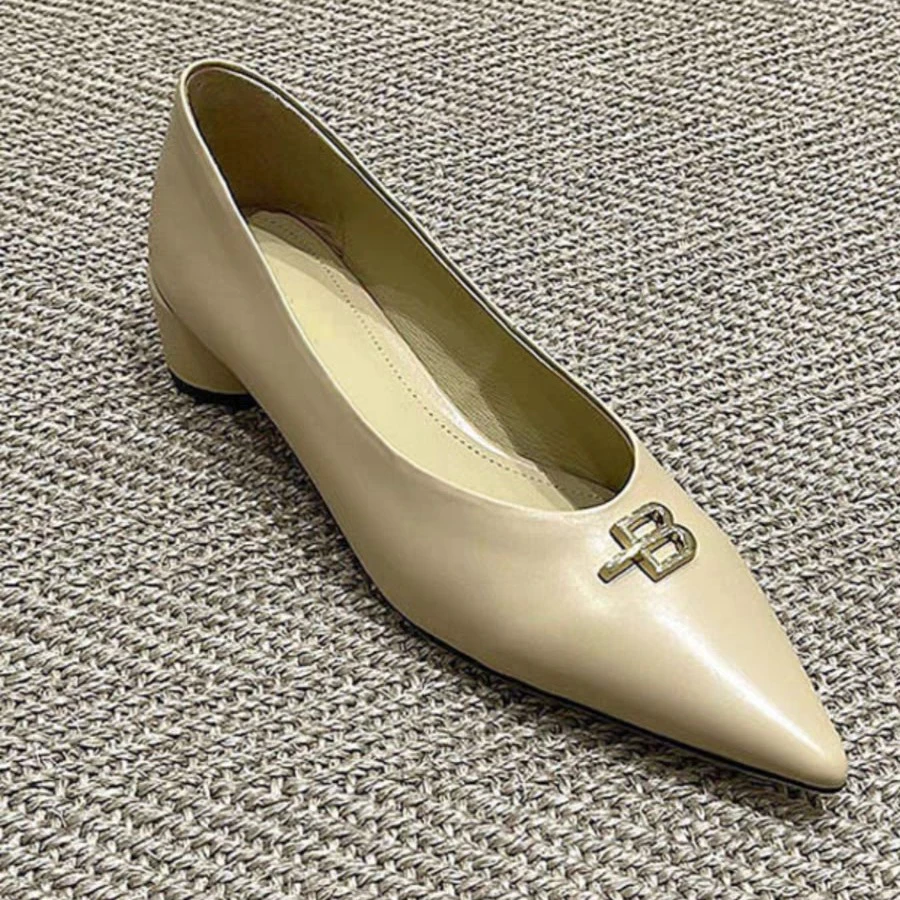 【聚新汇】MES9032气质高跟百搭浅口经典大气真皮高跟鞋