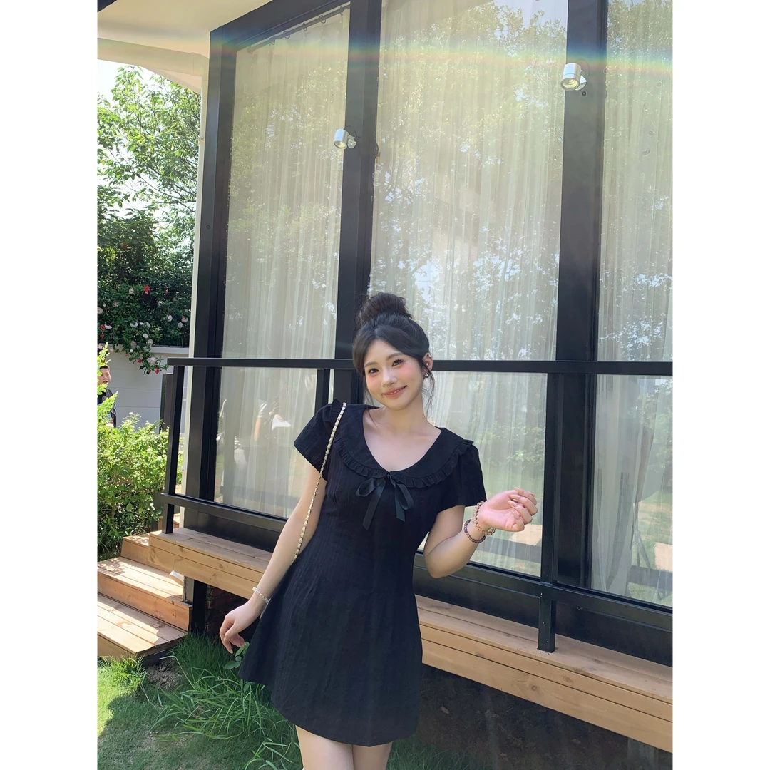 【小胖潇专属】浪漫月光Dottie Ting定制法式气质蝴蝶结温柔连衣裙