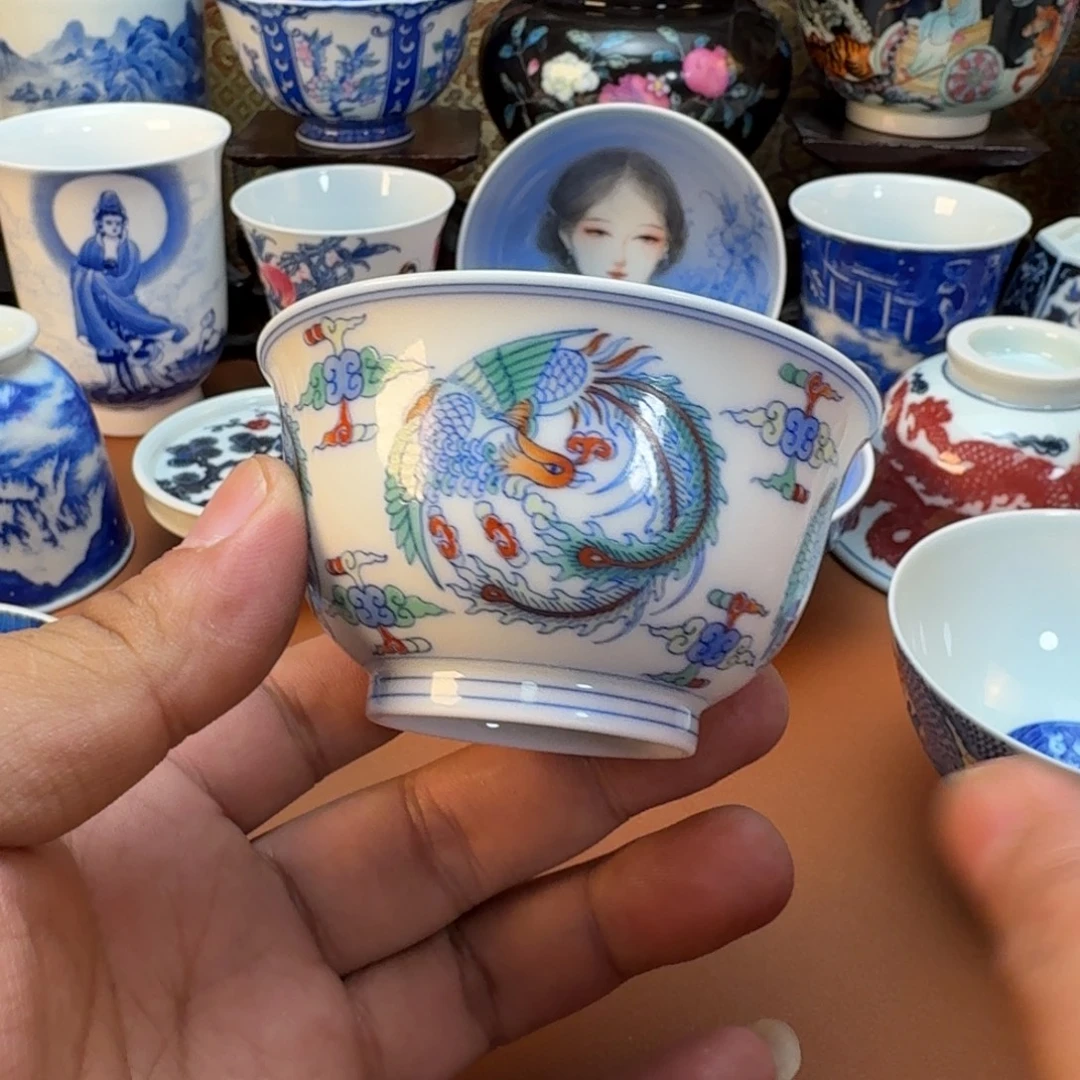 白***卜杯子陶景德镇全手工手绘陶瓷