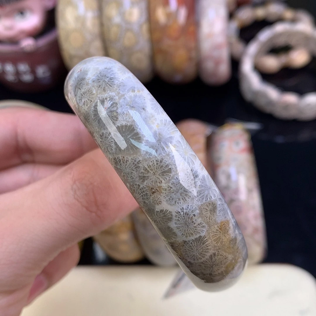 【闪购商品】颈饰未镶嵌硅化珊瑚（珊瑚玉）51号54圈蓝心网文花