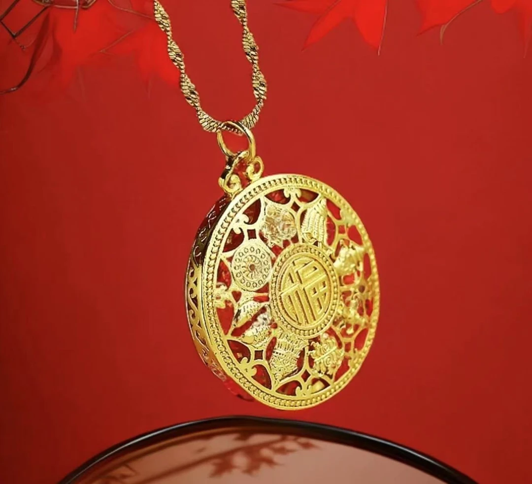 小杰 气质国潮合金八宝罗盘吊坠赠链龙凤呈祥传DH56124