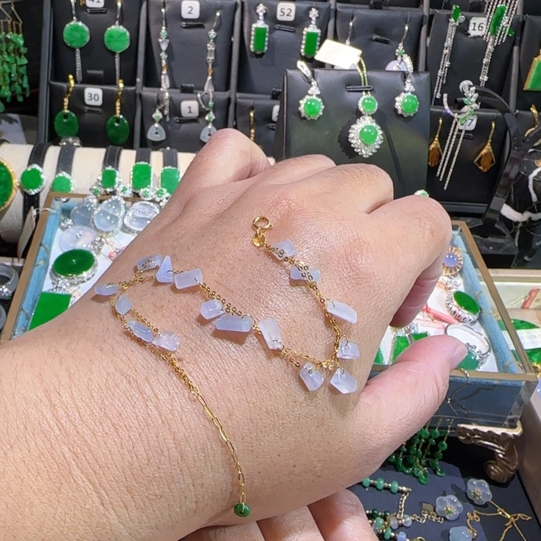 翡翠18K金镶嵌颈饰手链