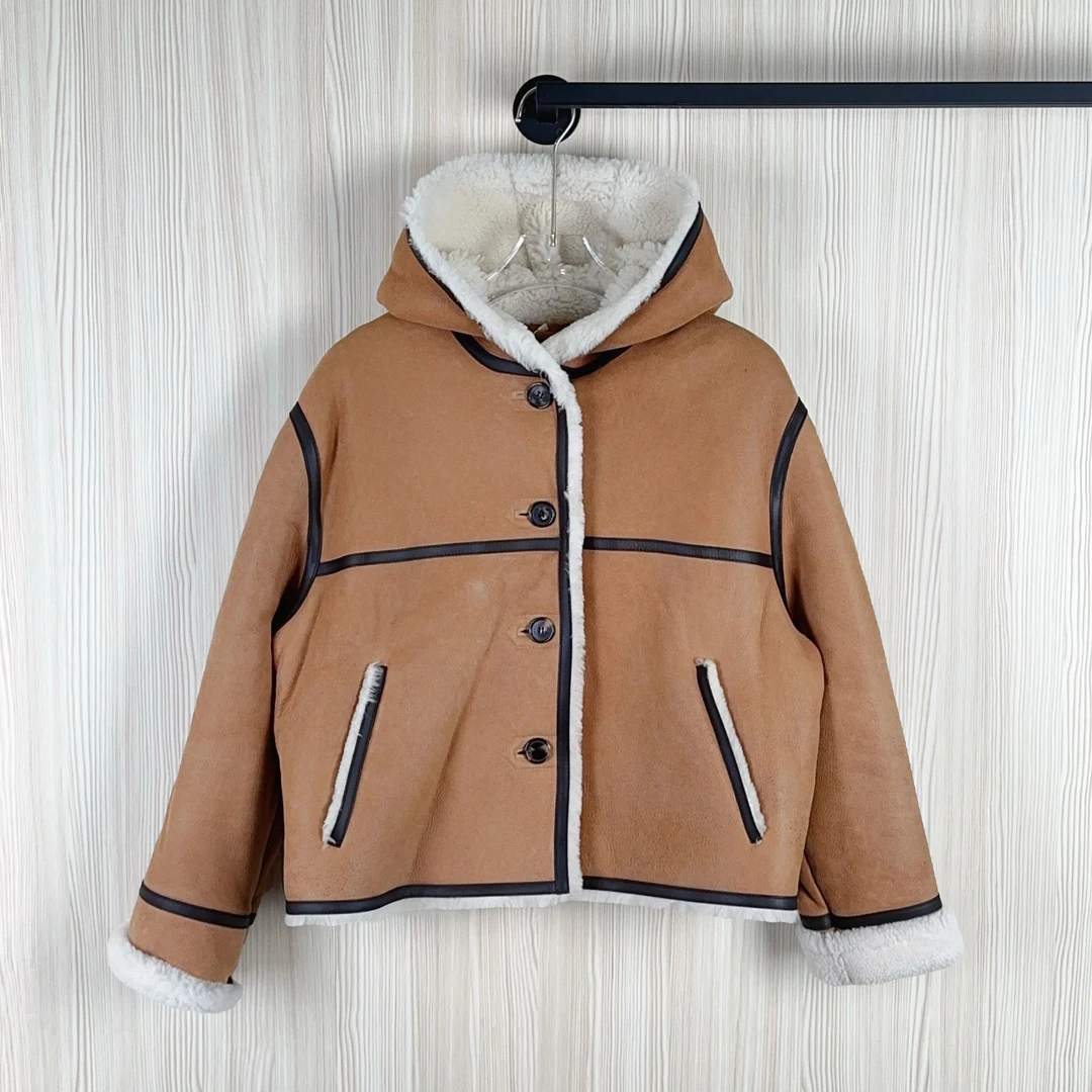 99新 LOEWE/罗意威 皮毛一体外套成色看直播 尺码36/GSH1933