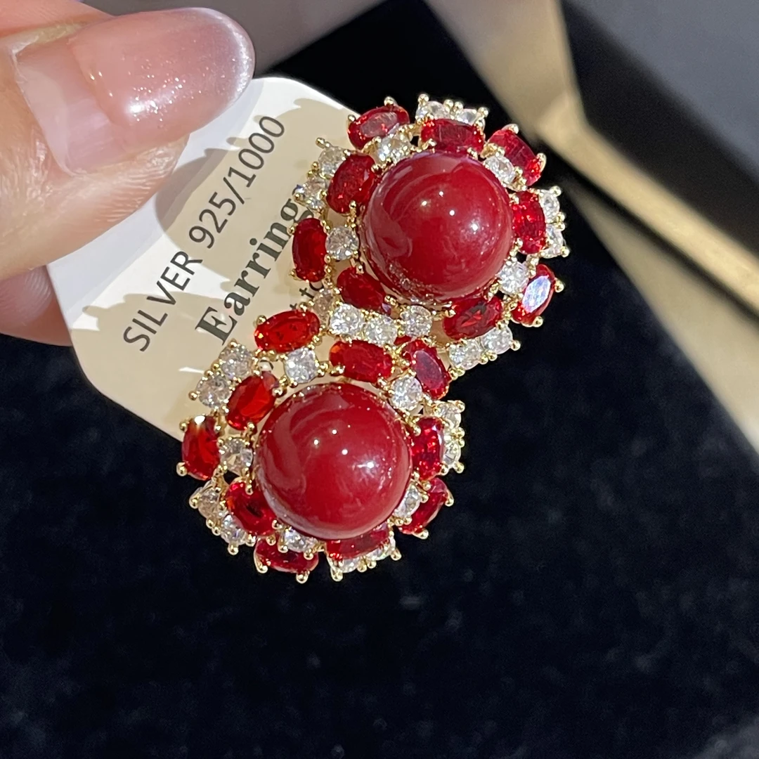 铜合金仿珍珠耳饰 外贸高品耳饰E6176