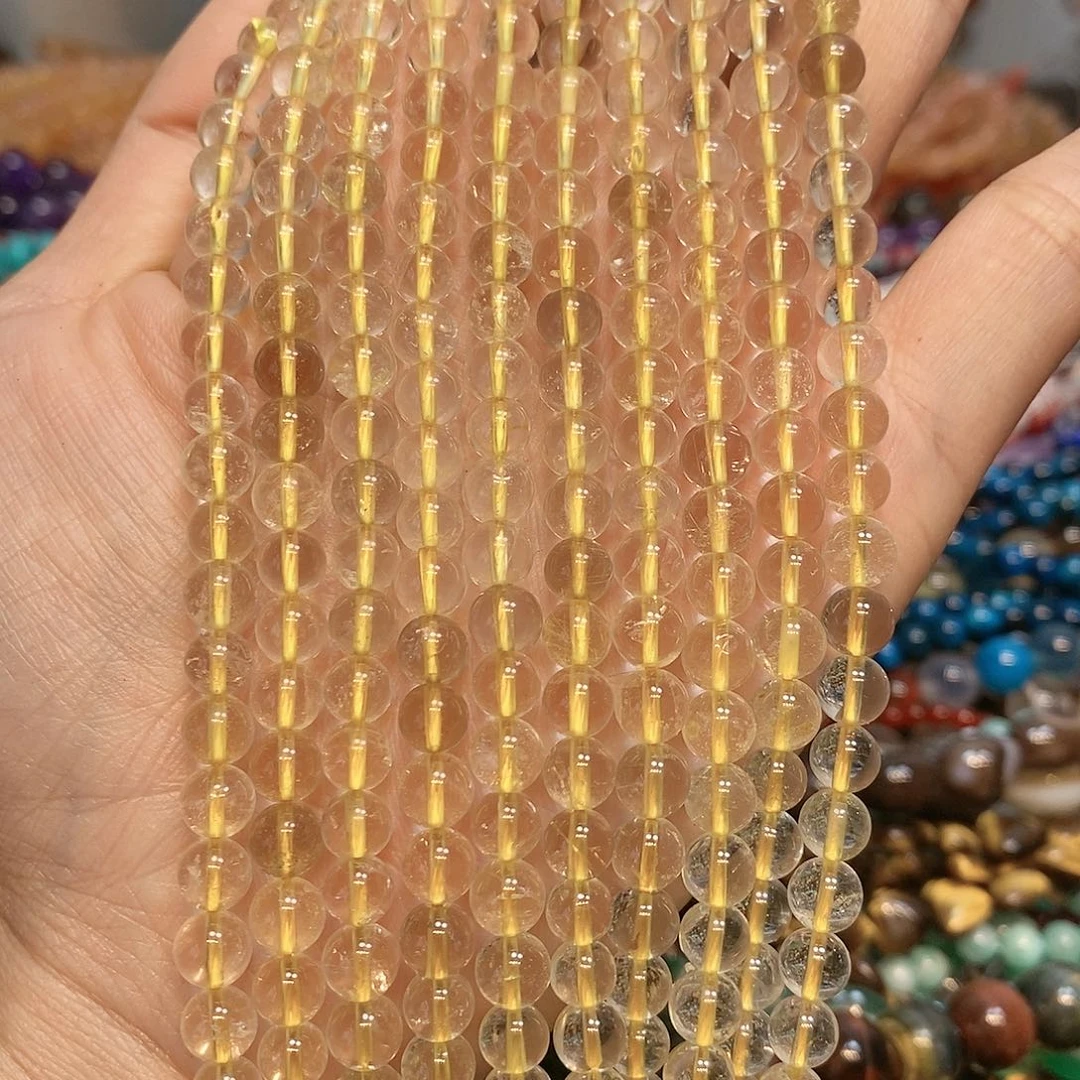 玛瑙/玉髓散珠天然金发水晶一条6mm