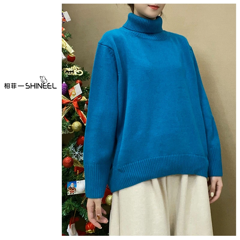 相菲-原创百搭慵懒宽松女士时尚秋冬高领休闲可机洗针织衫