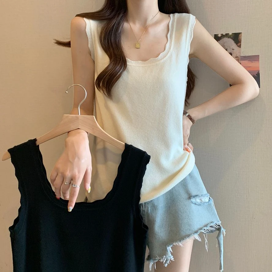 特大码300斤女装花边领背心女夏胖mm设计感宽松显瘦吊带无袖上衣t