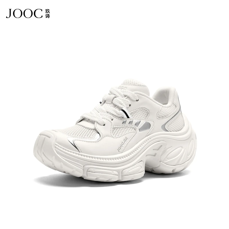 JOOC玖诗潮酷老爹鞋女2024夏季新款增高厚底休闲鞋百搭小白鞋（备）