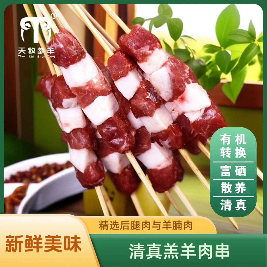 【天牧参羊】纯手工羔羊肉串 有机转换富硒清真羊肉 三红两白20g/串