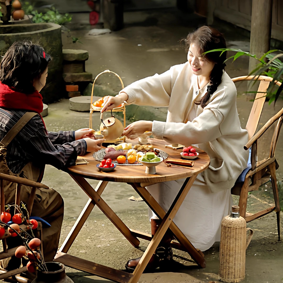 希静家用庭院围炉煮茶户外烧烤炉露营实木冬季碳炉烤火桌器具套装