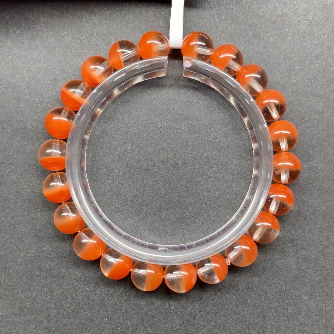 水晶手链未镶嵌m收藏级半盆红兔毛8+mm