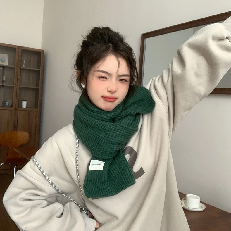 纯色针织围巾保暖不掉色秋冬高级感围脖百搭学生围脖ins风