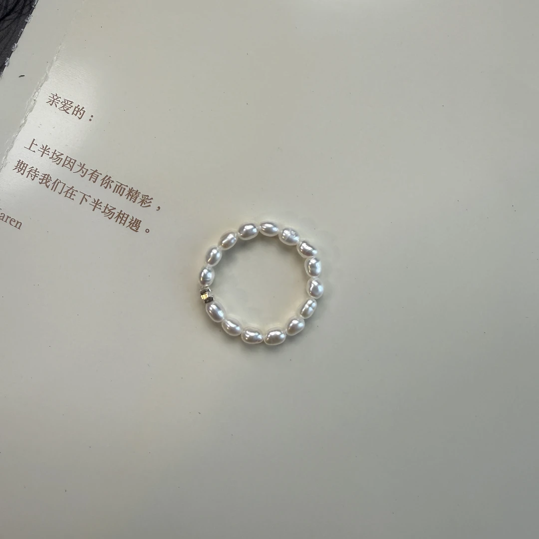 唛也【随心】天然淡水珍珠S925银随形小米珠戒指