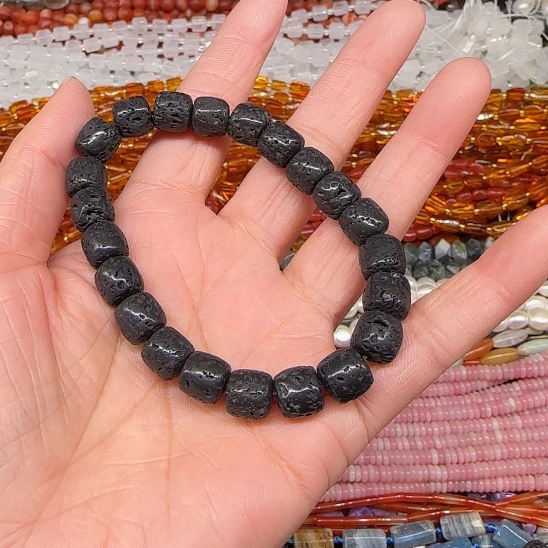 玛瑙/玉髓合金珠宝半成品火山石8mm老型单圈2条