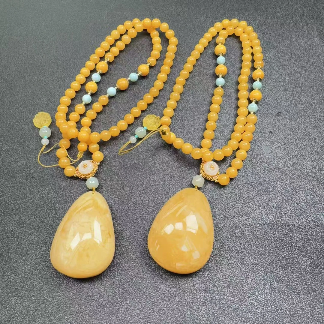 27-30208/HQ27-蜜蜡吊坠珠链-多样性发其一约70颗