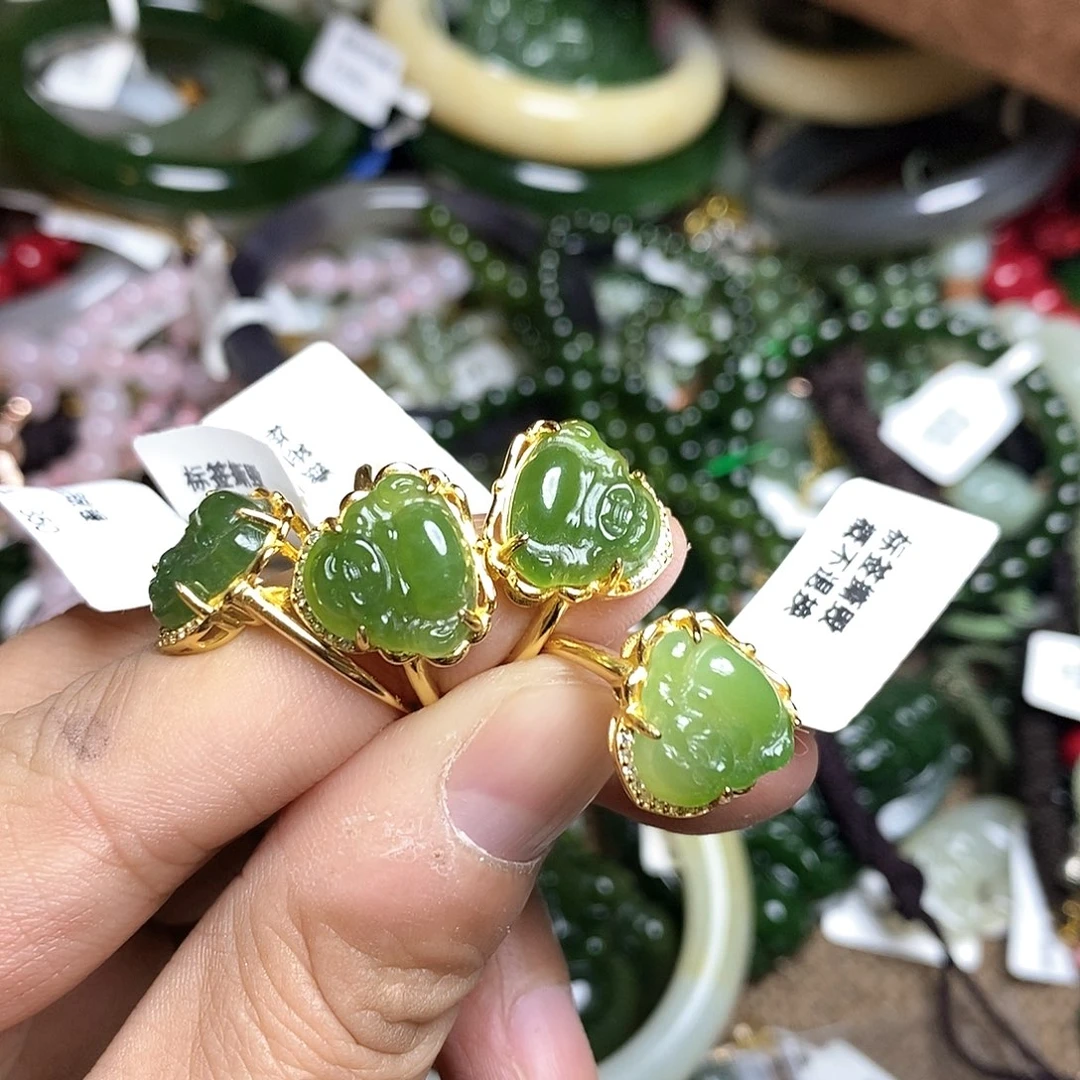 和田玉戒指银S925镶嵌