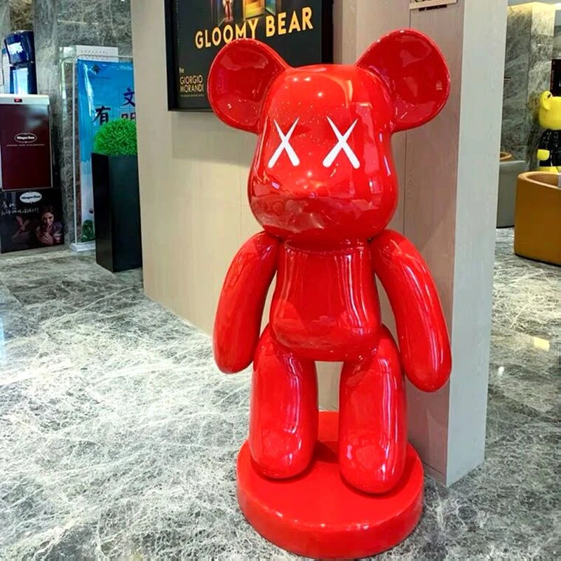 暴力熊大摆件落地雕塑卡通网红kaws商场门口店铺公仔积木熊装饰品