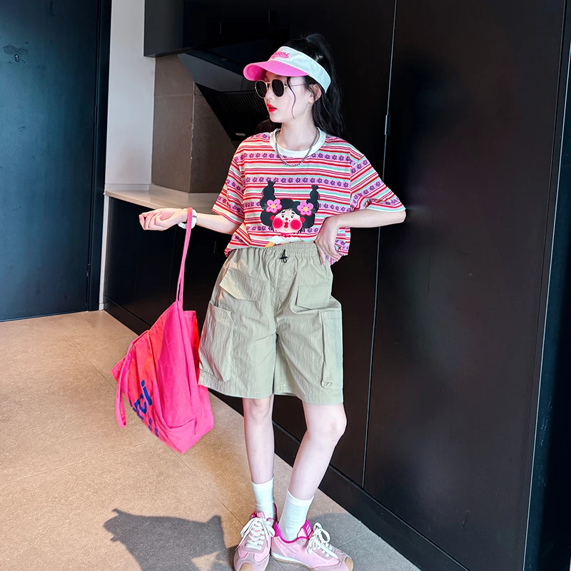 2025年款衣服儿童新款夏装女大童网红运动短裤女童夏季时尚休闲裤