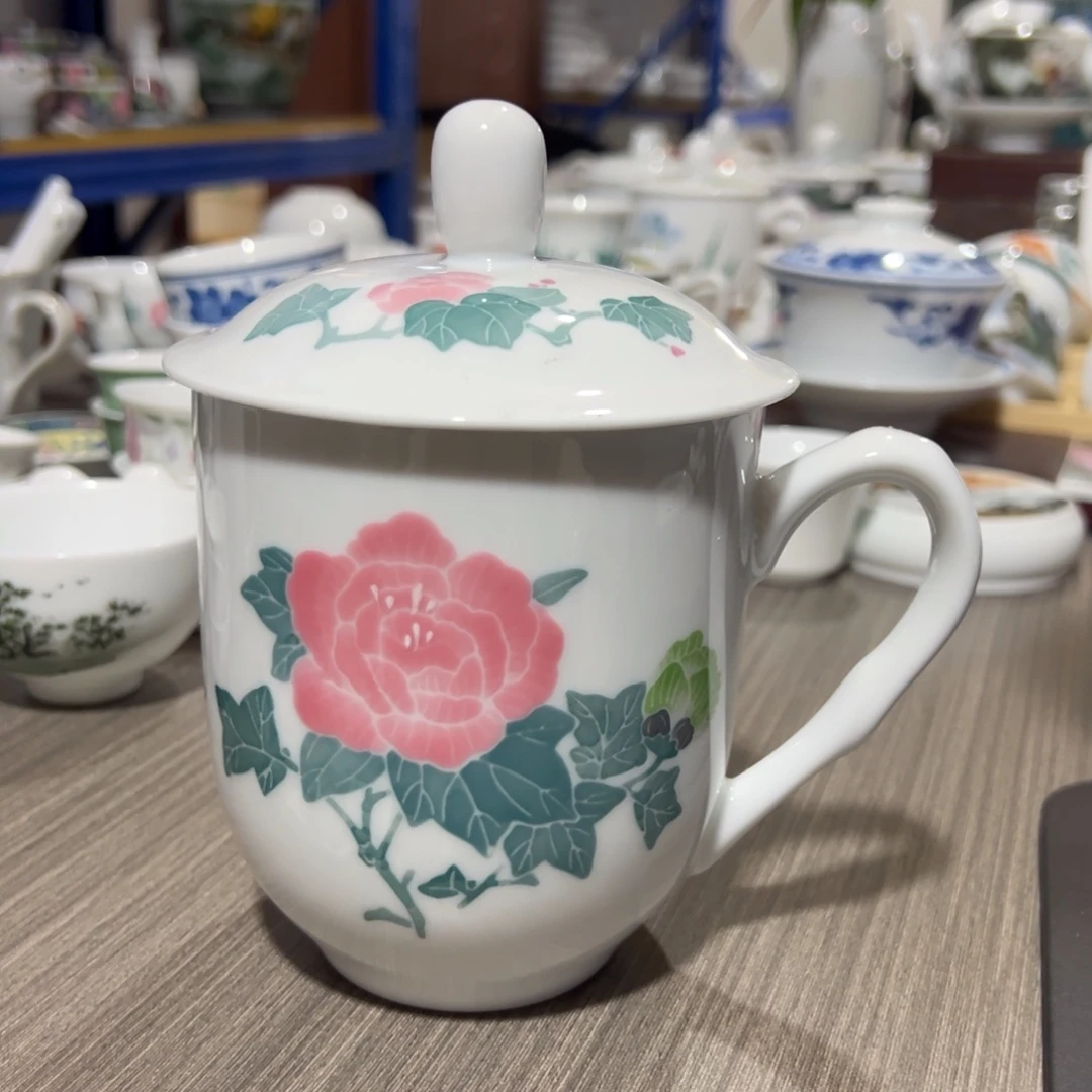 醴陵高温陶瓷炸福利550毫升手绘东方红