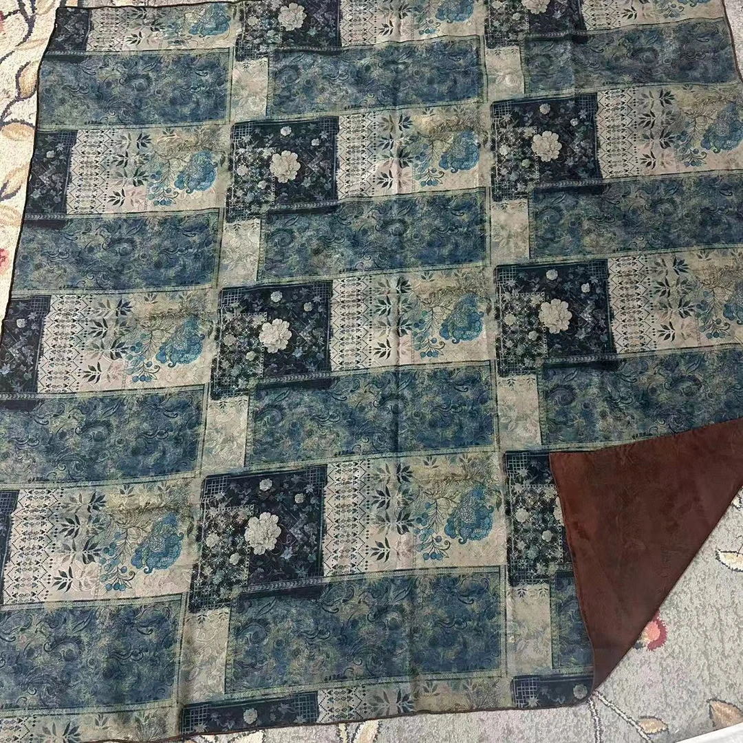 140香云纱绫罗方巾-青境梦花 135cm丝巾