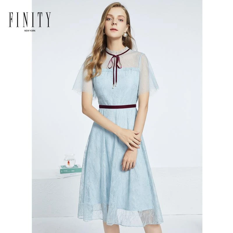 【粉丝专享】FINITY 时尚法式轻熟风显瘦连衣裙蕾丝 F21TC6431L
