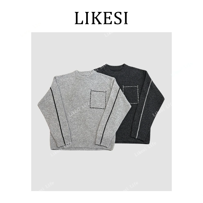 LIKESI SWEATER秋冬高级感羊毛圆领毛衣明线立体剪裁针织衫6338