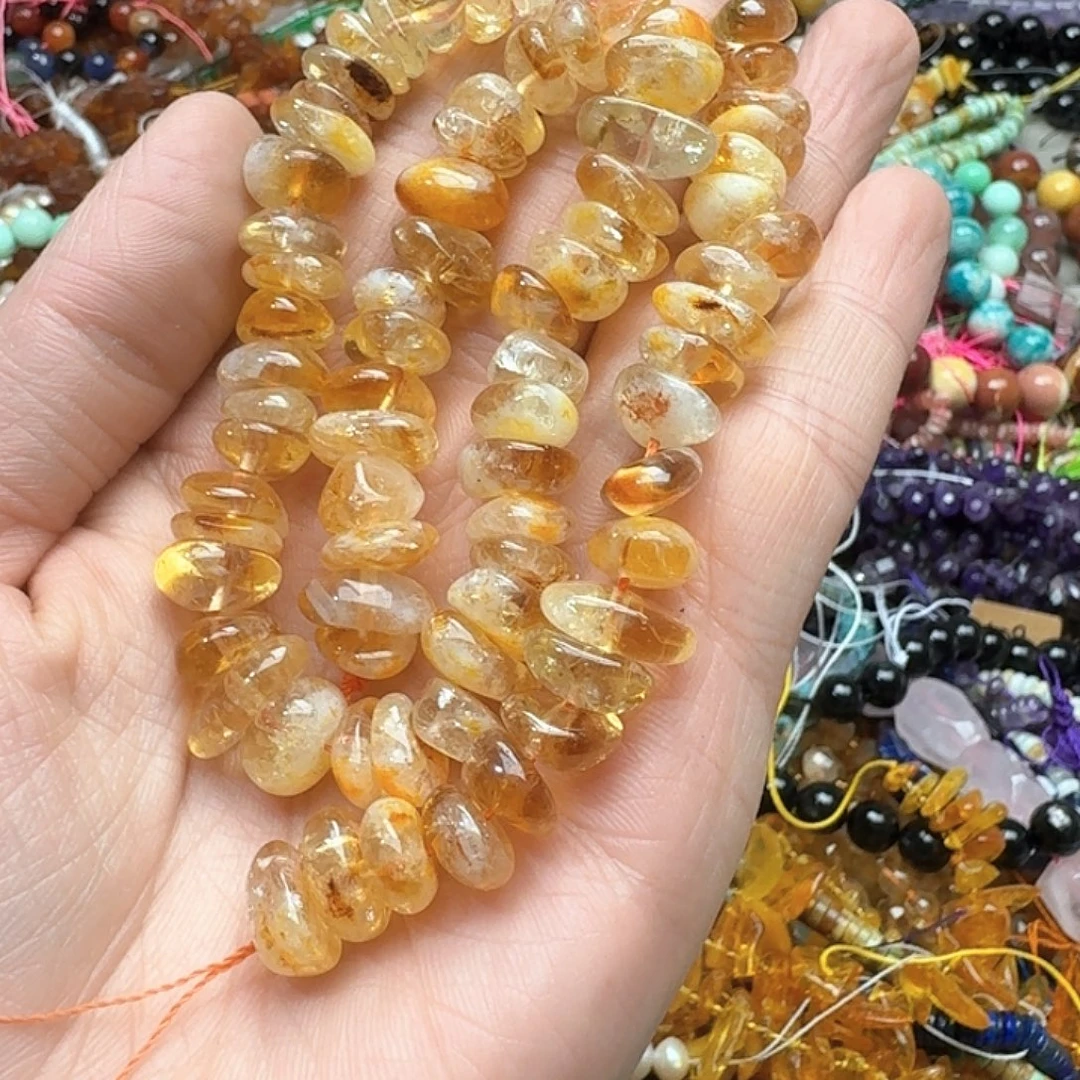 玛瑙/玉髓未镶嵌珠宝半成品一条12mm黄塔晶糖豆