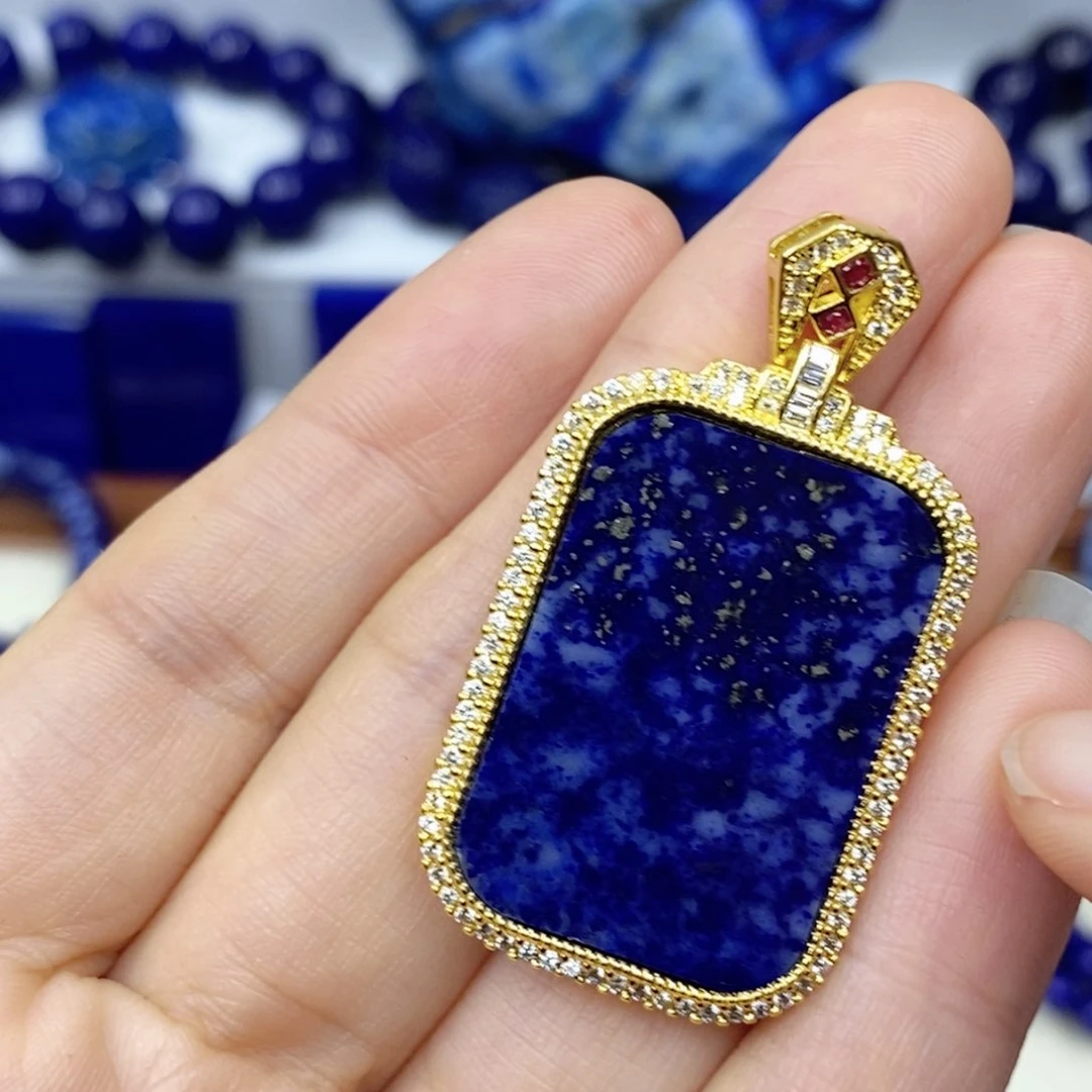 青金石颈饰合金吊坠