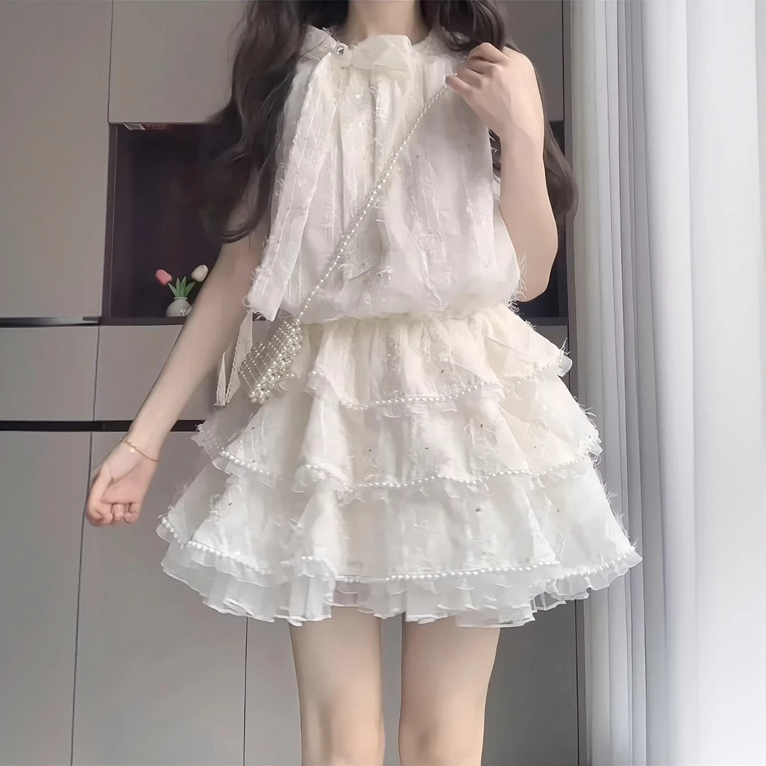 富家千金小香风甜辣妹连衣裙女夏季小个子公主蛋糕裙收腰蓬蓬裙子