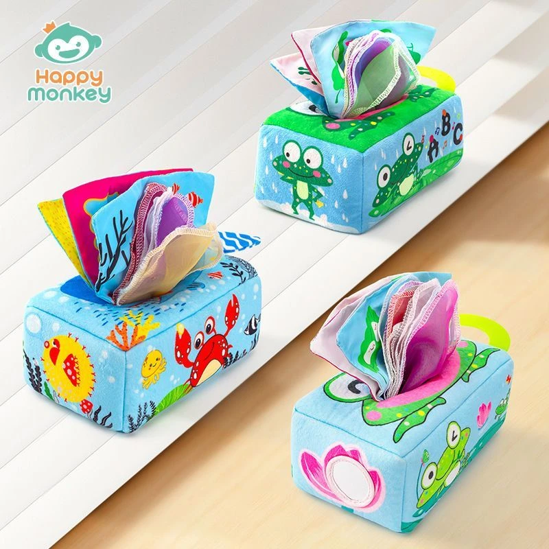 Happymonkey0-3岁宝宝乐婴儿早教益智抽纸玩具纸巾盒响纸抽抽乐