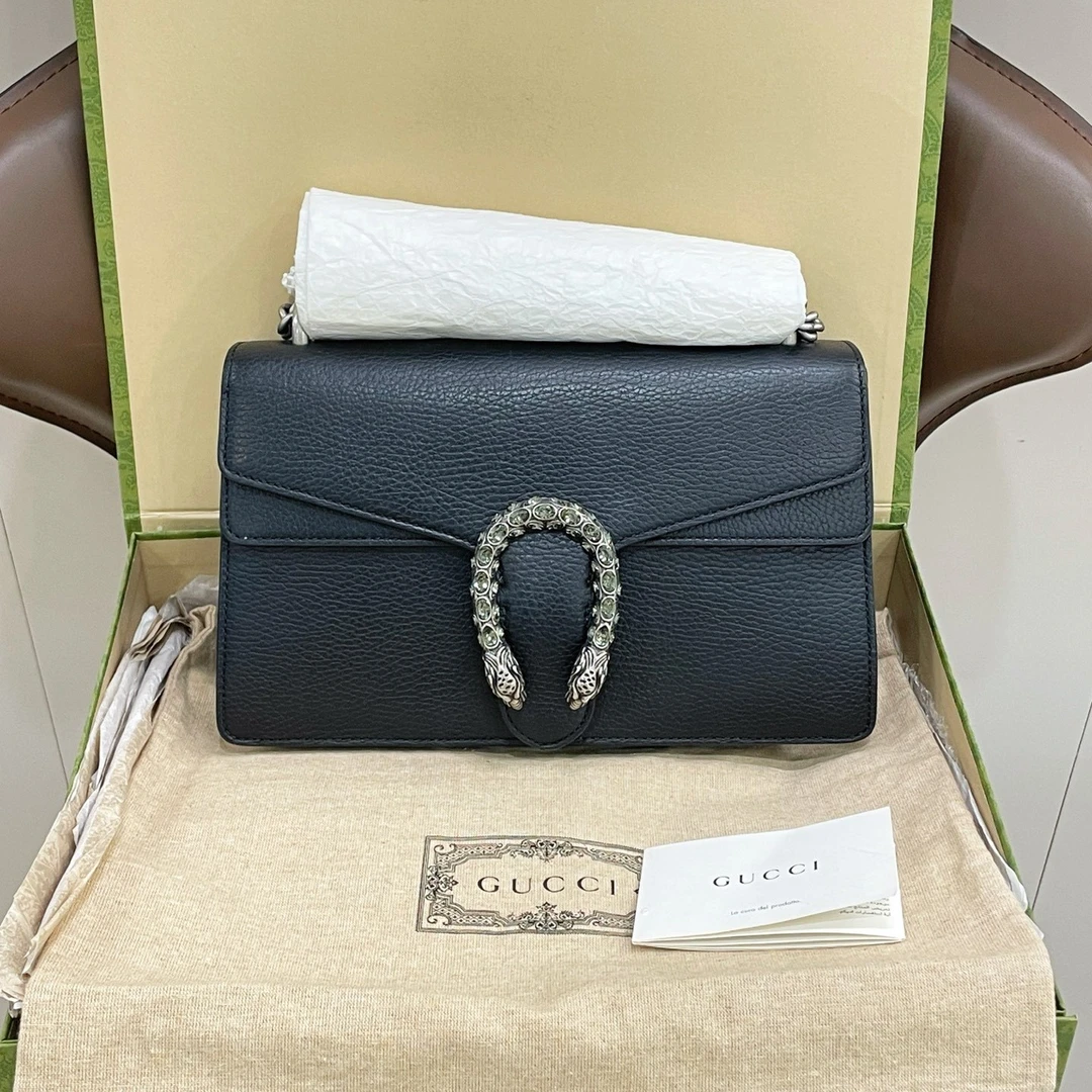 95新 GUCCI/古驰 经典全皮中号酒神女士链条包
