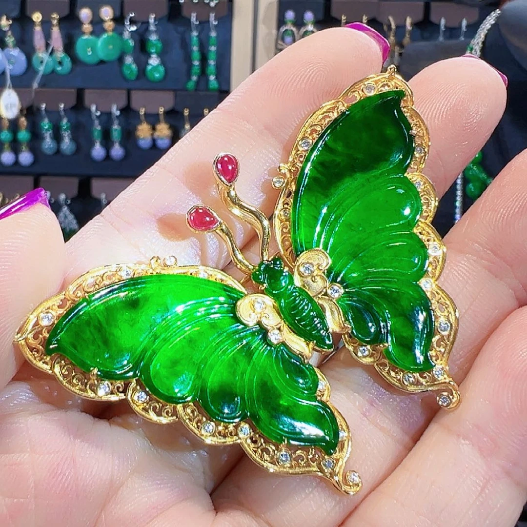 翡翠颈饰18K金镶嵌签收后24小时鉴赏期