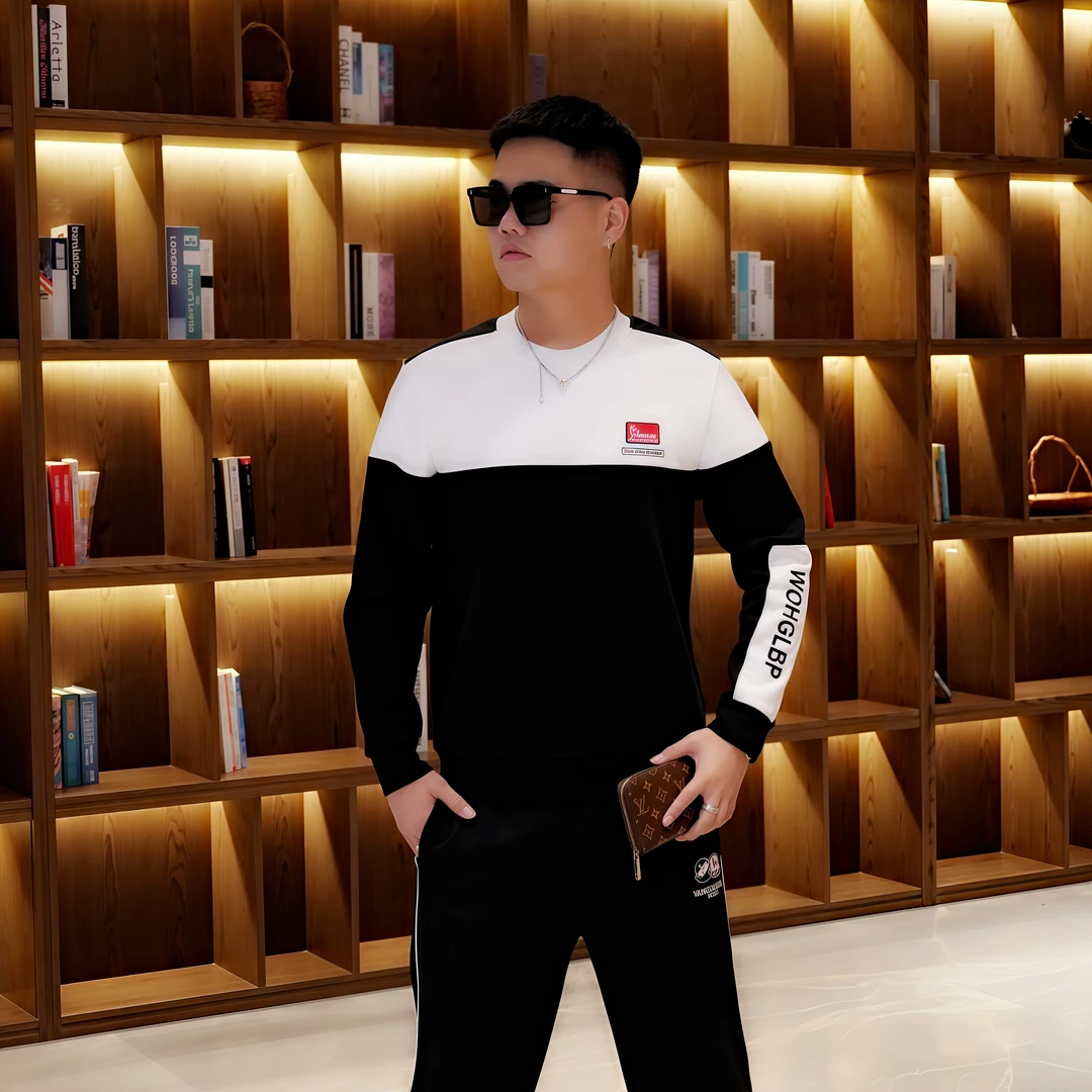 【KAER】秋冬新款重磅加绒加厚轻奢男士休闲长袖设计时尚卫衣圆领