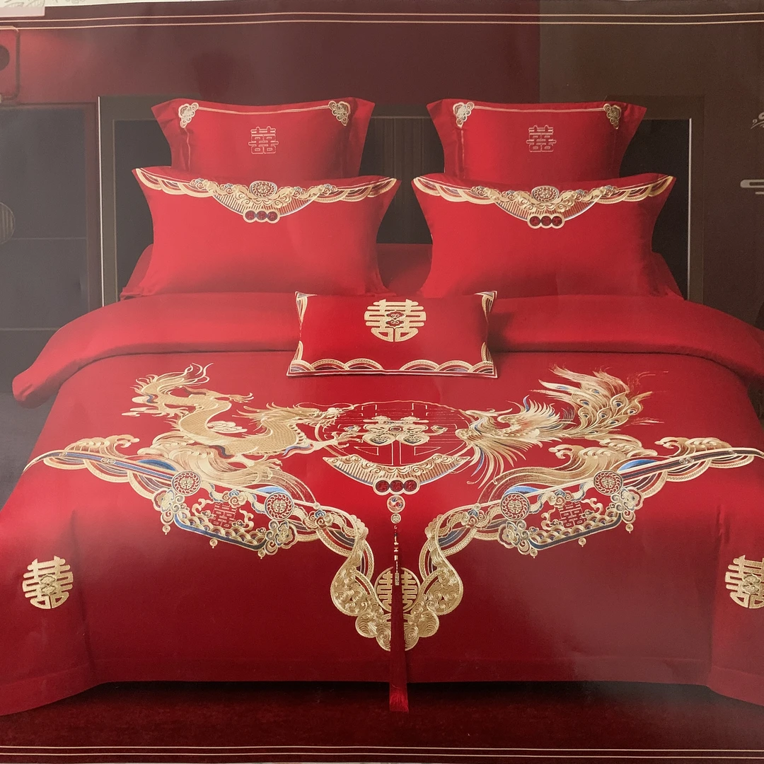 婚庆100%棉刺绣四件套