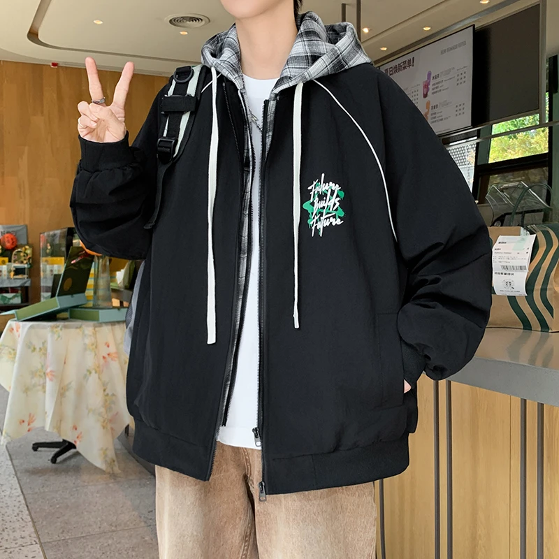 青少年学生休闲翻领开衫夹克男春秋新款舒适潮流宽松百搭夹克外套